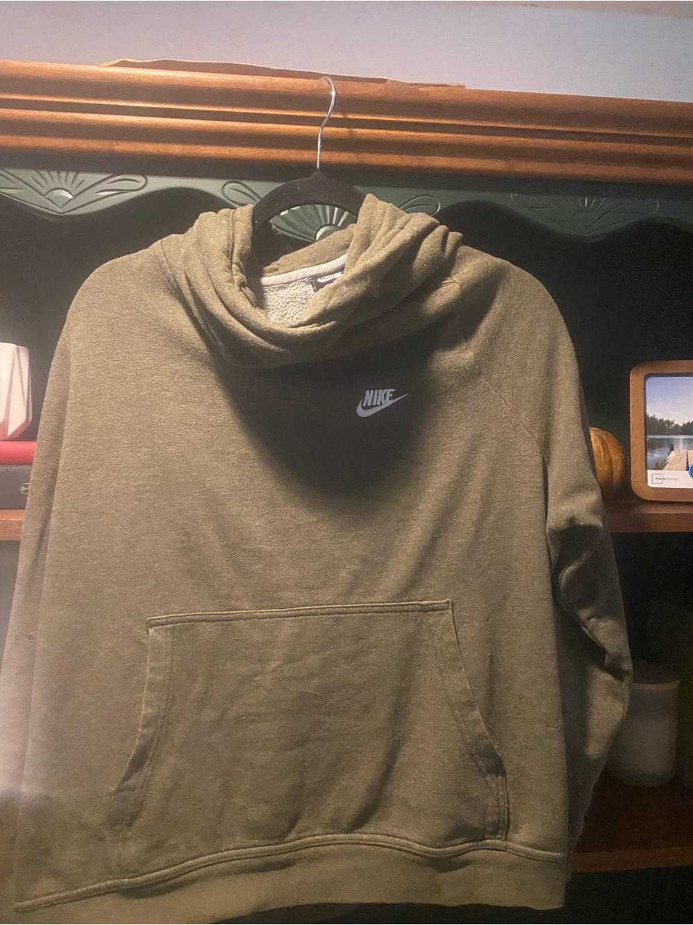 Nike Olive Green Sherpa-Lined Pullover Hoodie